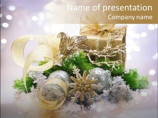 Christmas Gift Border PowerPoint Template