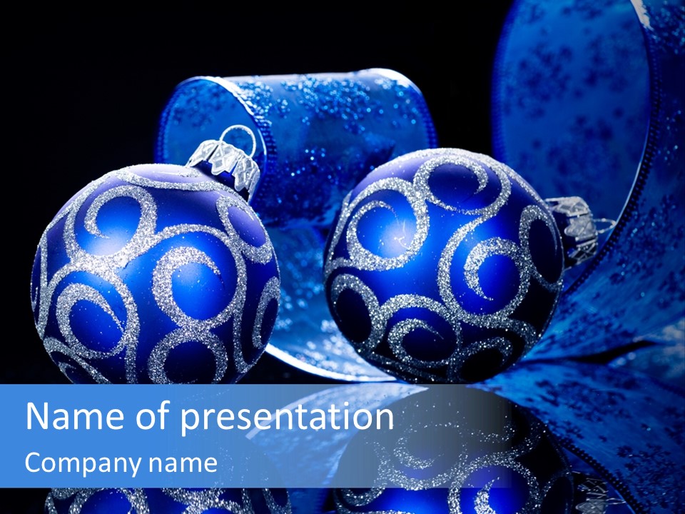 Blue Christmas Balls PowerPoint Template