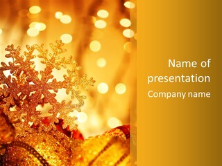 Golden Christmas Lights PowerPoint Template