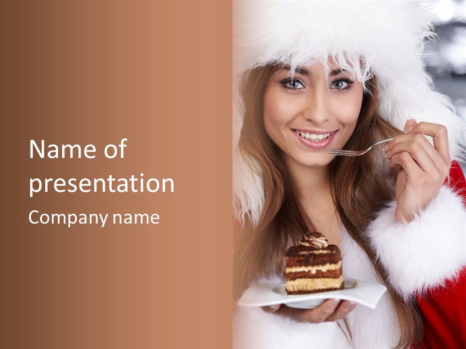 Girls Eating Cake PowerPoint Template