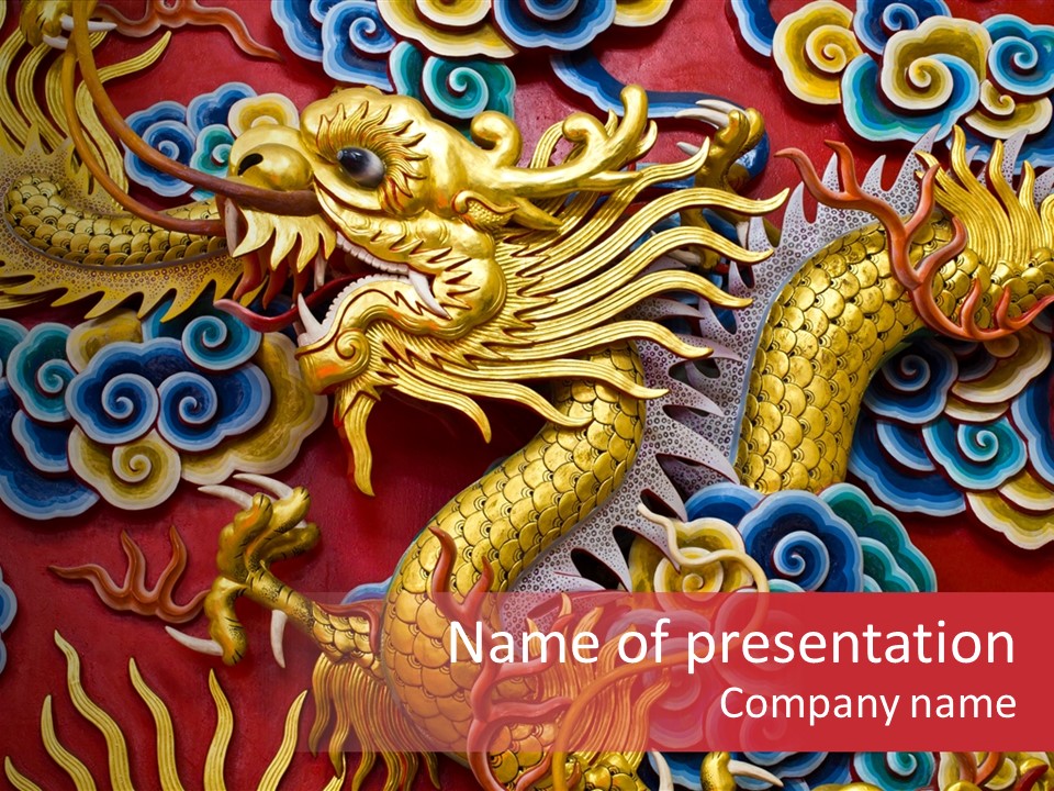 Chinese Dragon Sculpture PowerPoint Template