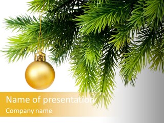 Decoration Golden Branch PowerPoint Template