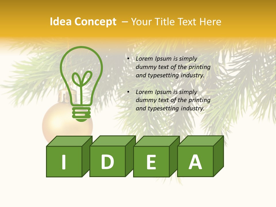 Decoration Golden Branch PowerPoint Template