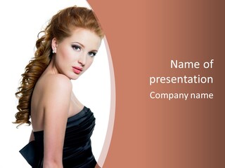 Woman Looking Up Profile PowerPoint Template