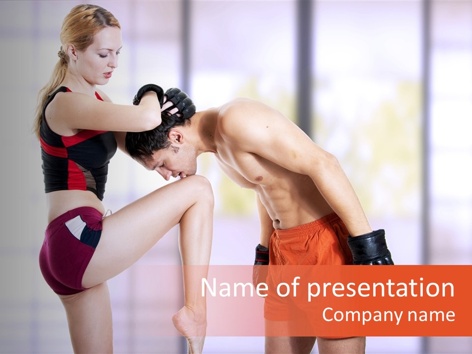 Woman Fighter PowerPoint Template