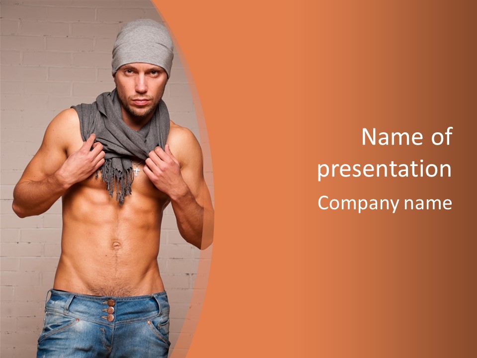 Scarf Male Model PowerPoint Template