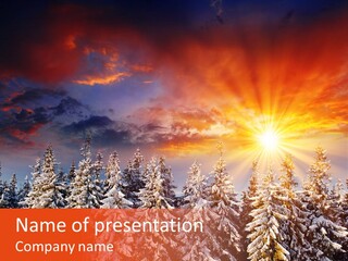 Winter Mountain Sunset PowerPoint Template