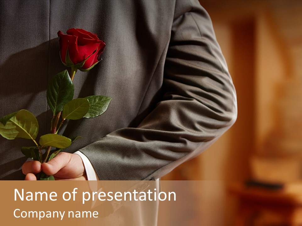 Man Holding Red Rose PowerPoint Template