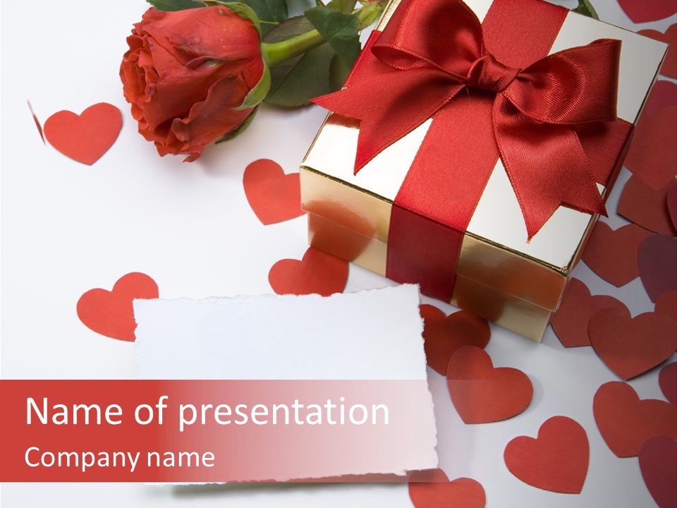 Lovely Heart With Rose PowerPoint Template