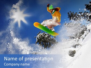 Snowboarder Jumping PowerPoint Template