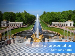 Saint Petersburg Fountain PowerPoint Template