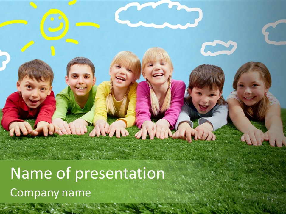 Group Of Happy Children PowerPoint Template