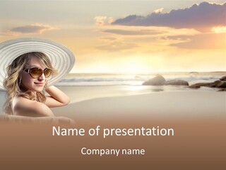 Ocean Beach Woman PowerPoint Template