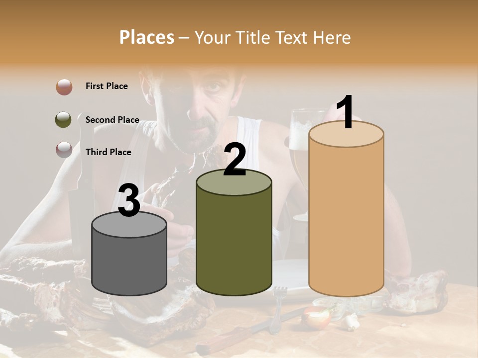 Man Eating Meat PowerPoint Template