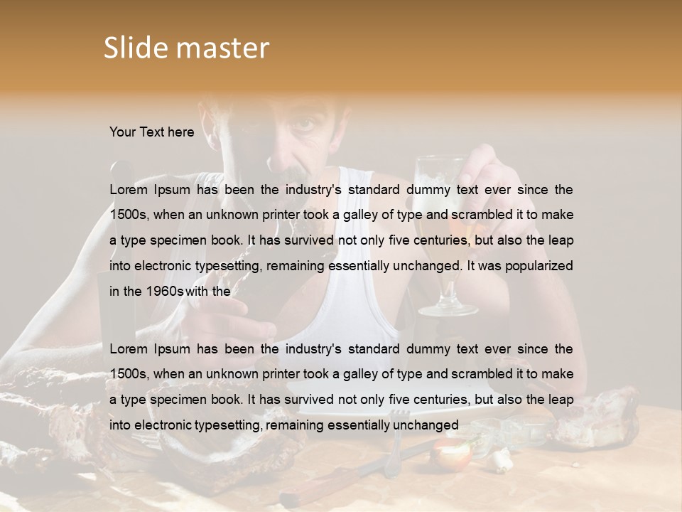 Man Eating Meat PowerPoint Template