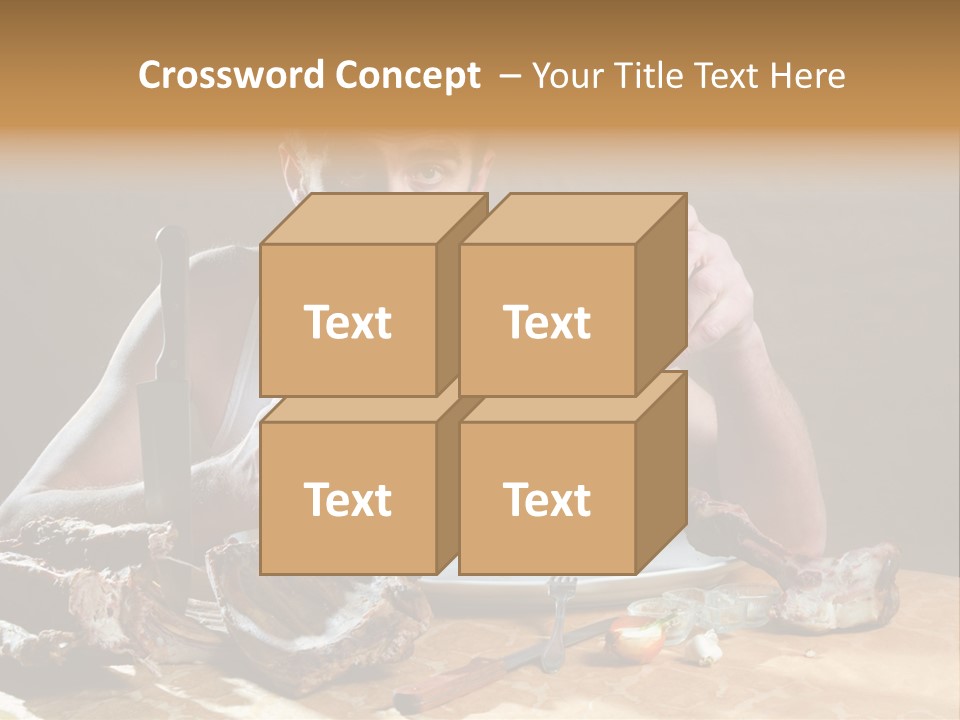 Man Eating Meat PowerPoint Template