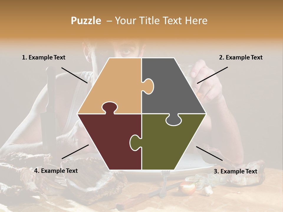 Man Eating Meat PowerPoint Template