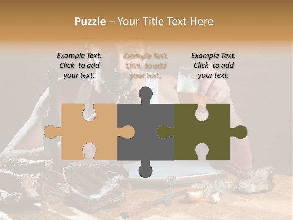 Man Eating Meat PowerPoint Template