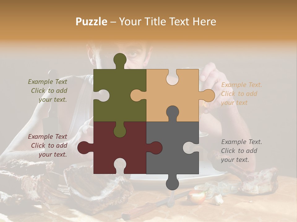 Man Eating Meat PowerPoint Template