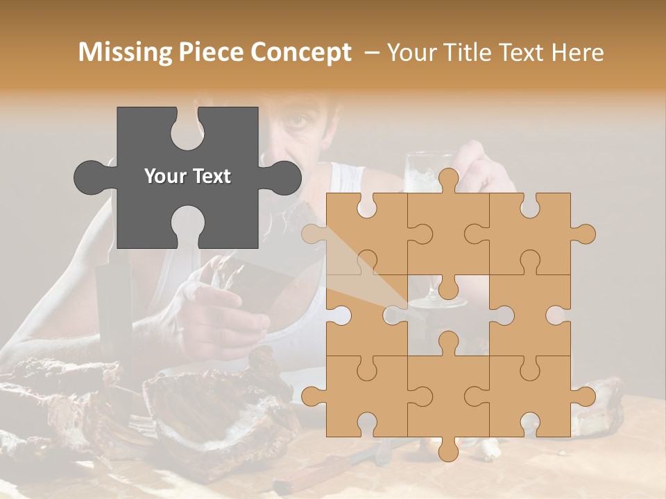 Man Eating Meat PowerPoint Template