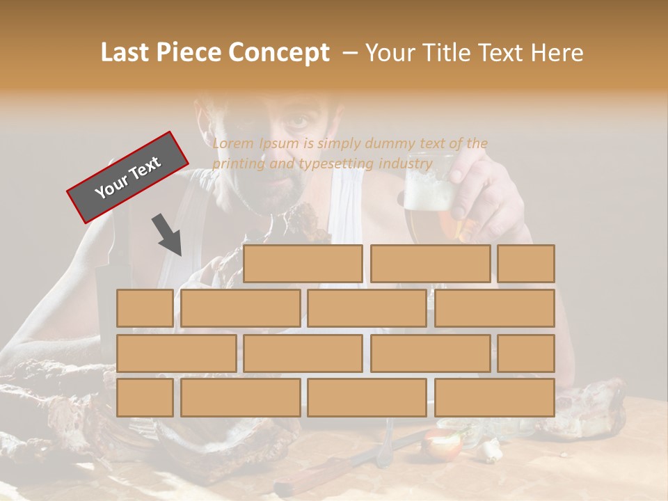 Man Eating Meat PowerPoint Template