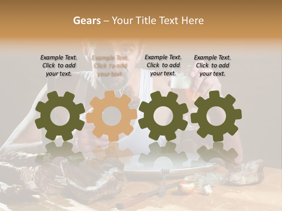 Man Eating Meat PowerPoint Template