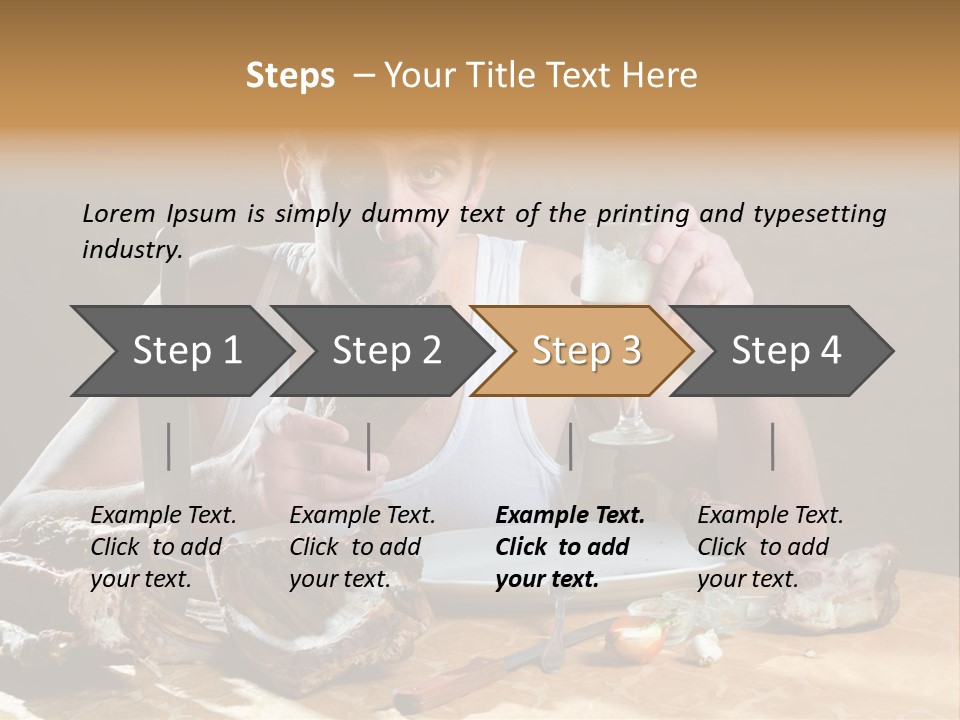 Man Eating Meat PowerPoint Template