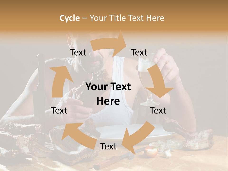 Man Eating Meat PowerPoint Template