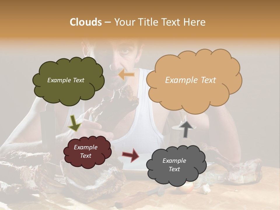Man Eating Meat PowerPoint Template