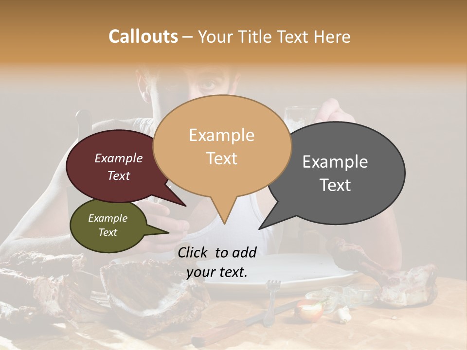 Man Eating Meat PowerPoint Template