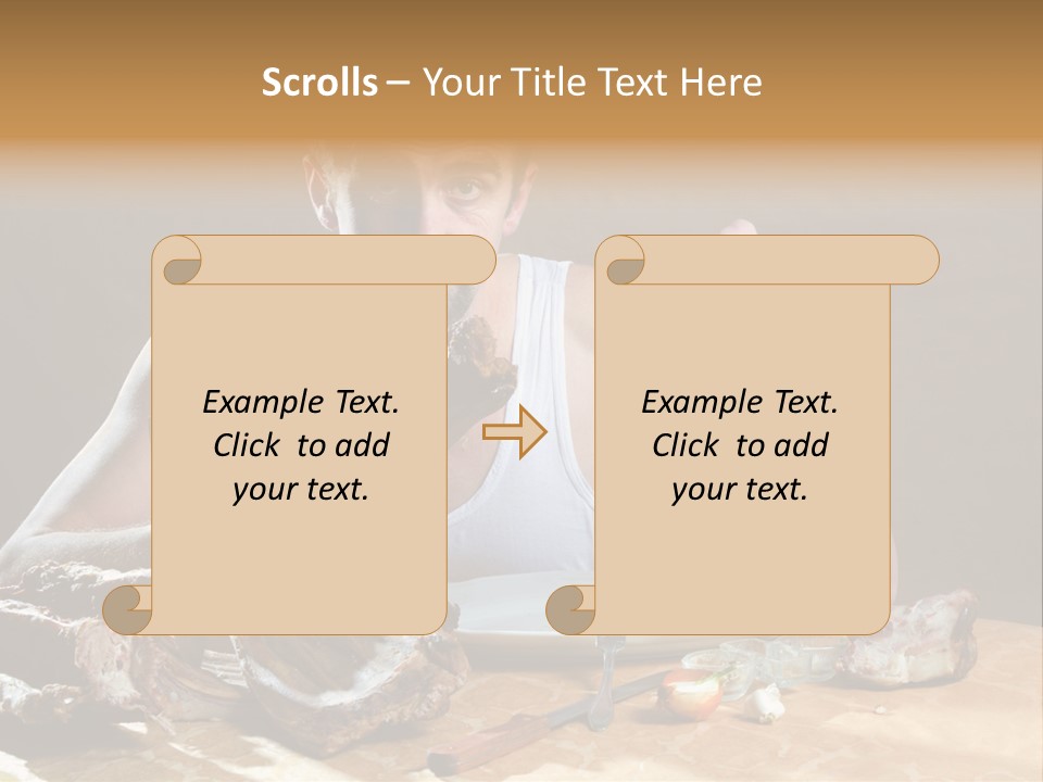 Man Eating Meat PowerPoint Template