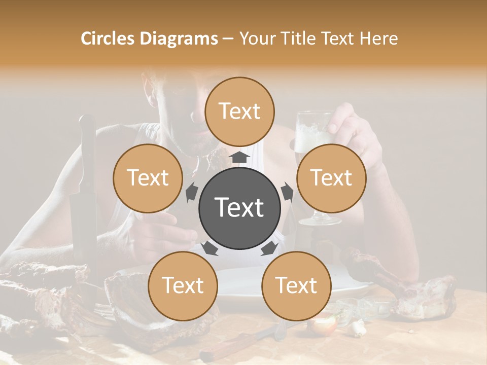 Man Eating Meat PowerPoint Template