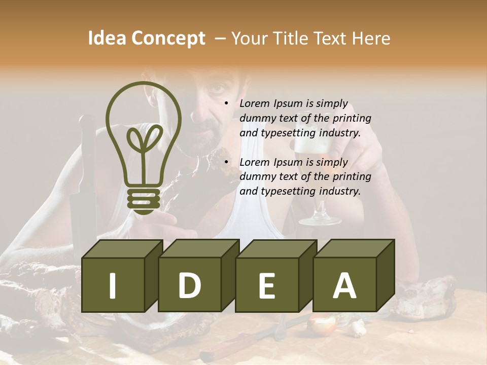 Man Eating Meat PowerPoint Template