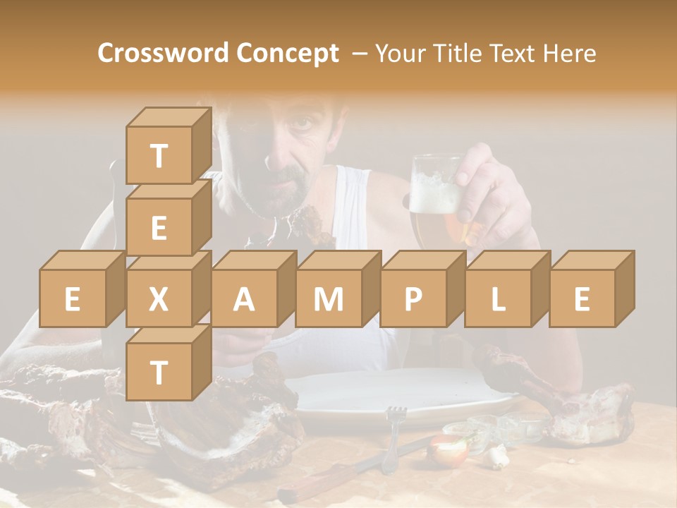 Man Eating Meat PowerPoint Template