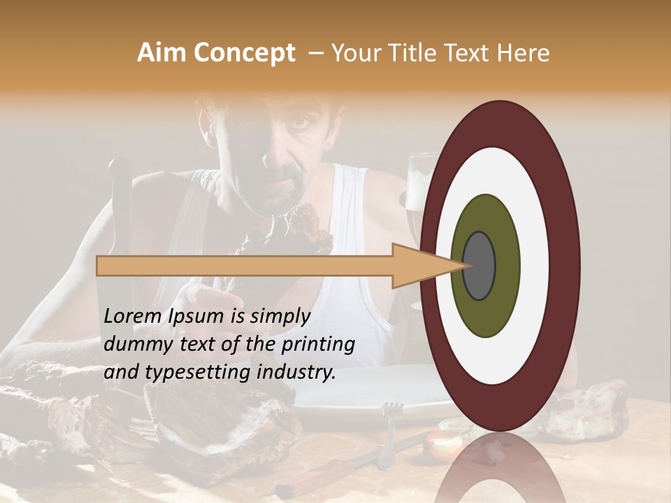 Man Eating Meat PowerPoint Template
