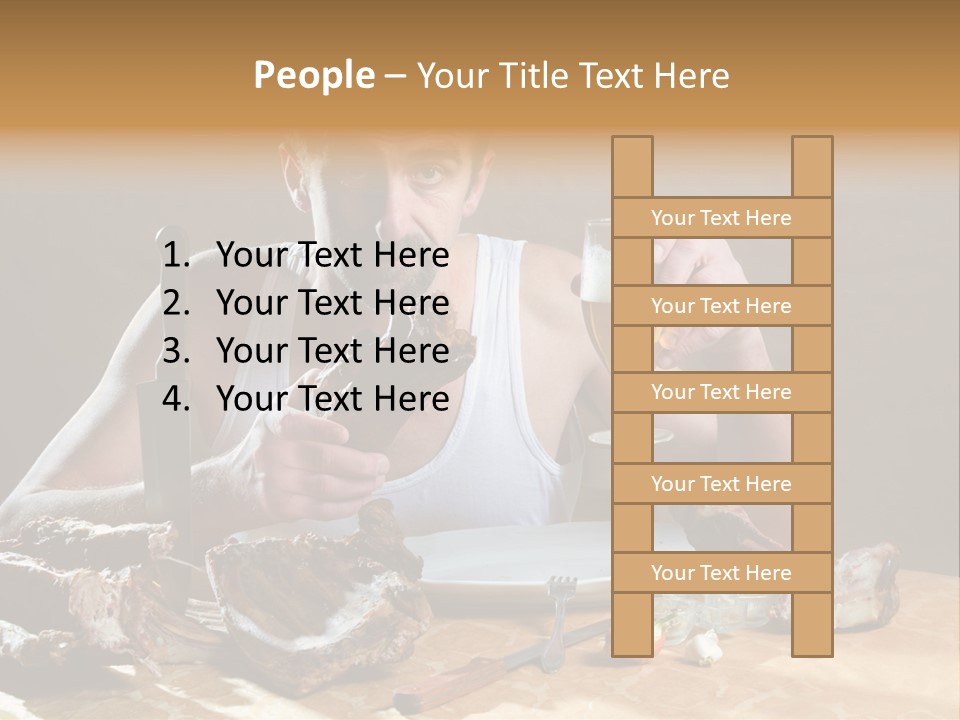 Man Eating Meat PowerPoint Template