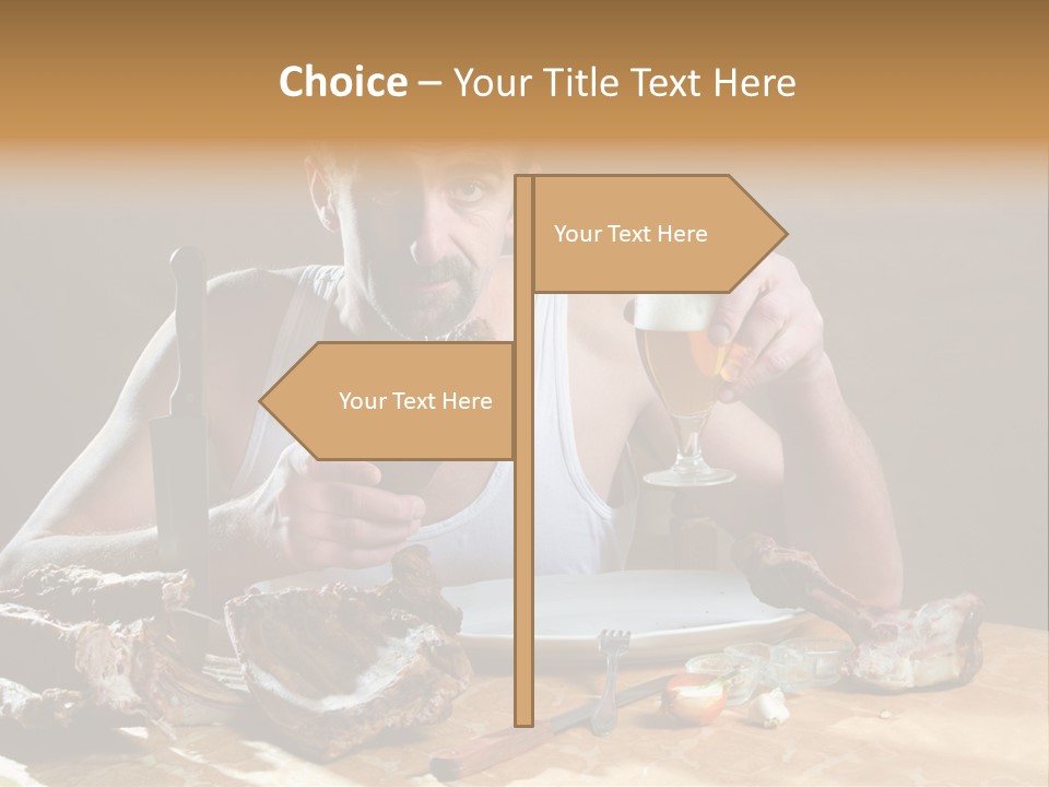 Man Eating Meat PowerPoint Template
