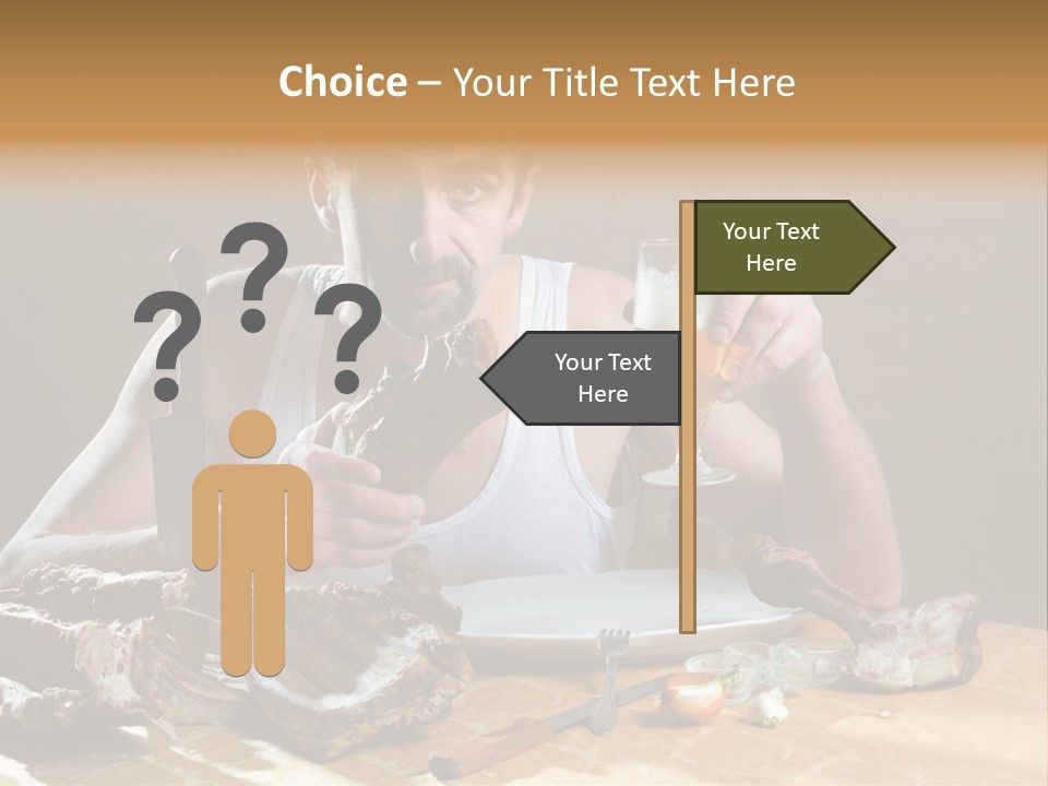 Man Eating Meat PowerPoint Template