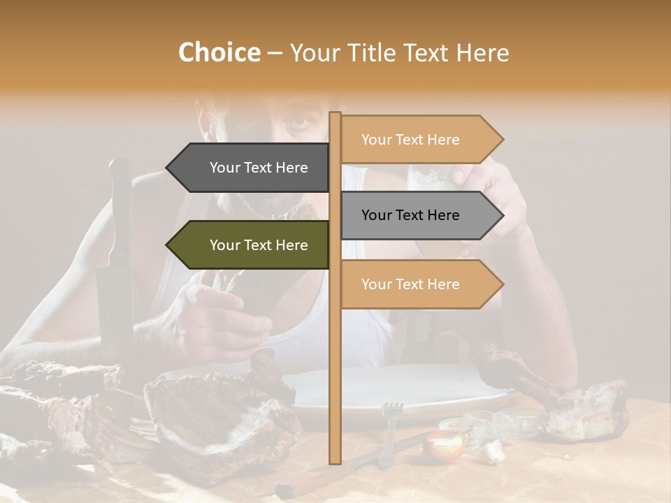 Man Eating Meat PowerPoint Template