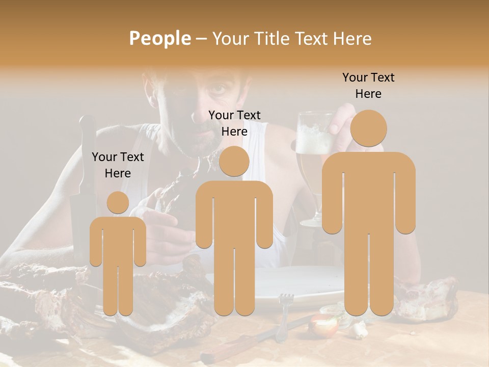 Man Eating Meat PowerPoint Template