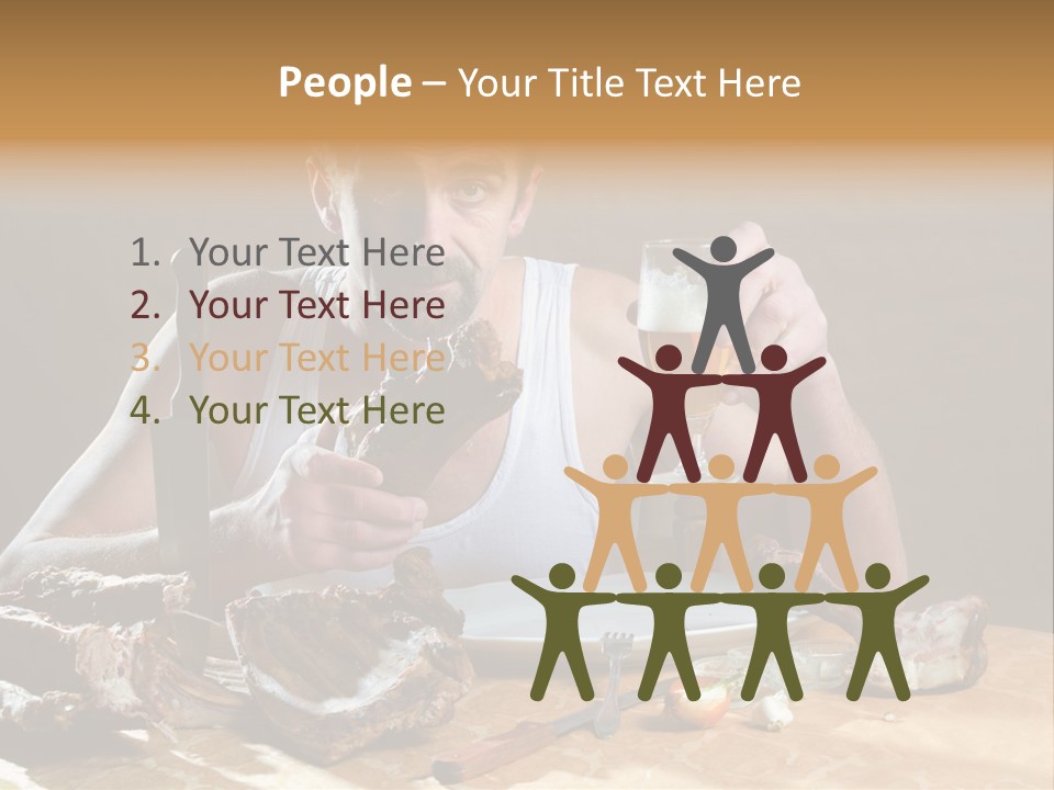 Man Eating Meat PowerPoint Template