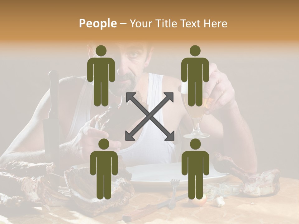 Man Eating Meat PowerPoint Template