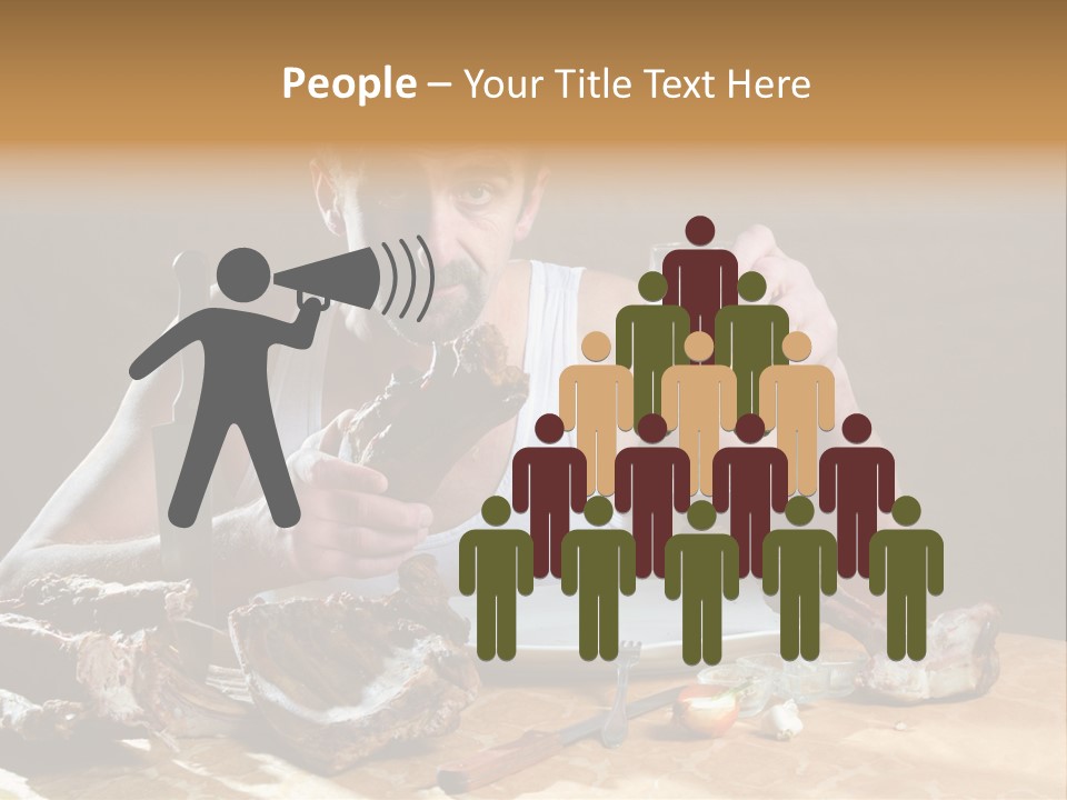 Man Eating Meat PowerPoint Template
