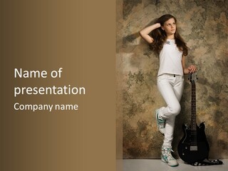 Girl With Guitar PowerPoint Template