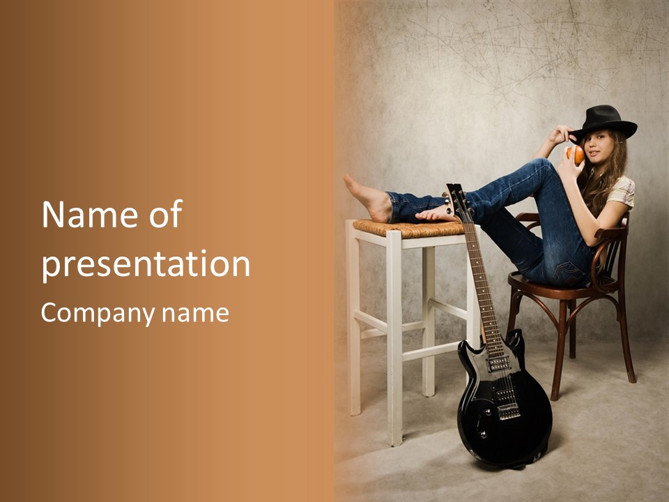 Acoustic Guitar Electric Guitar PowerPoint Template