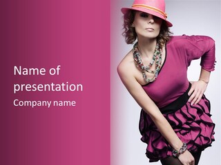 Girl Studio Pose PowerPoint Template