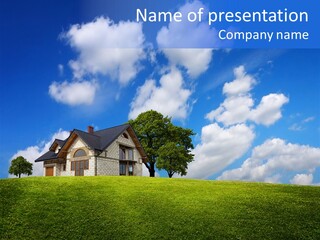 House On A Green Hill PowerPoint Template