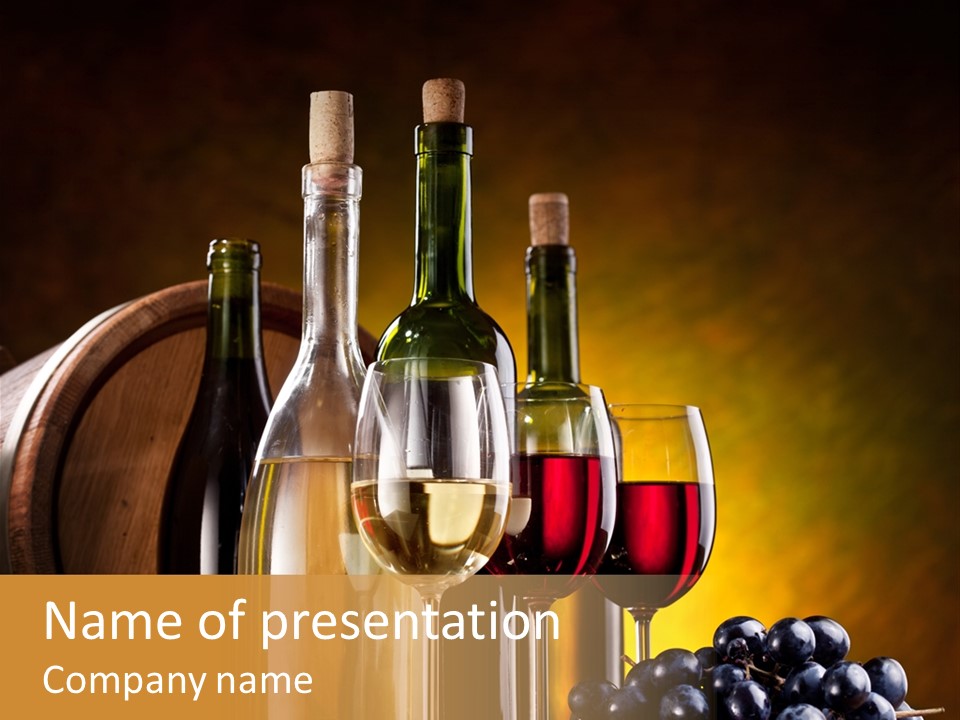Wine Bottles And Glasses PowerPoint Template