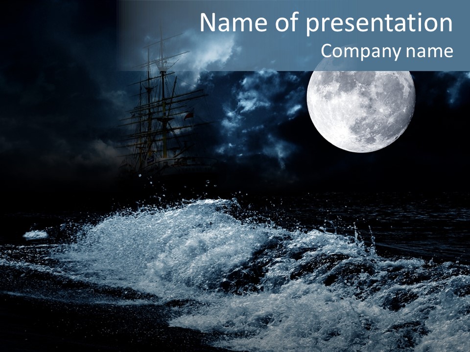 Full Moon Over The Sea PowerPoint Template