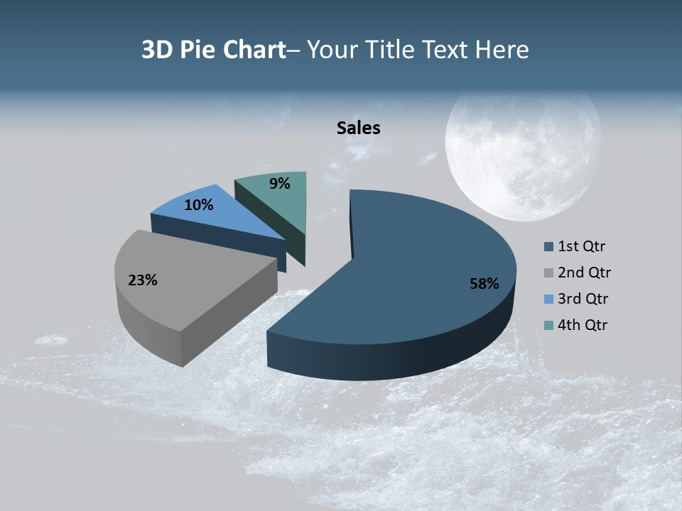 Full Moon Over The Sea PowerPoint Template